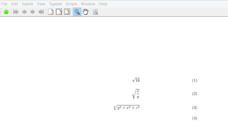 beginning latex : square roots